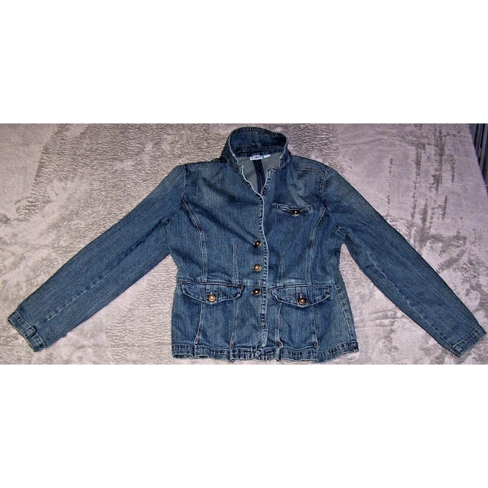 Cato Women Denim Jacket Size M Blue Med Wash Button Front Pockets